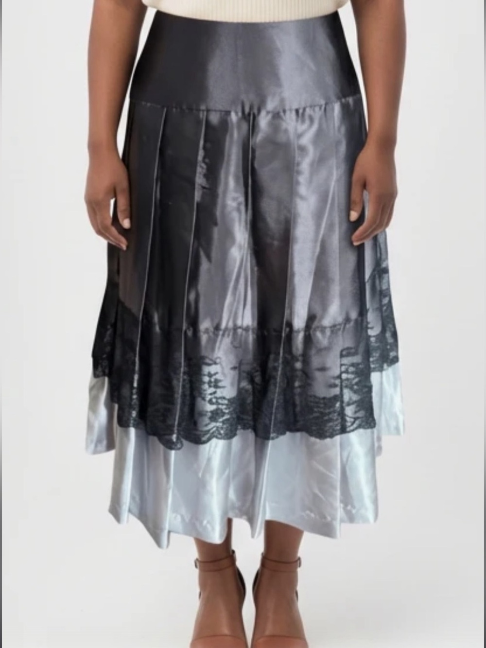 Layered Midi Skirt in Black & Silver